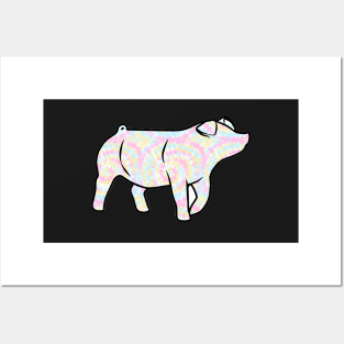 Rainbow Tie Dye Pig Silhouette 1 - NOT FOR RESALE WITHOUT PERMISSION Posters and Art